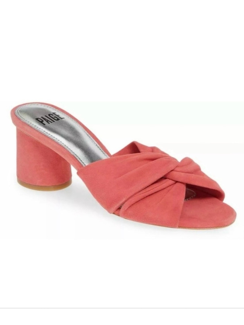 PAIGE Francesca Suede Knot Block Heel Mule in Pink